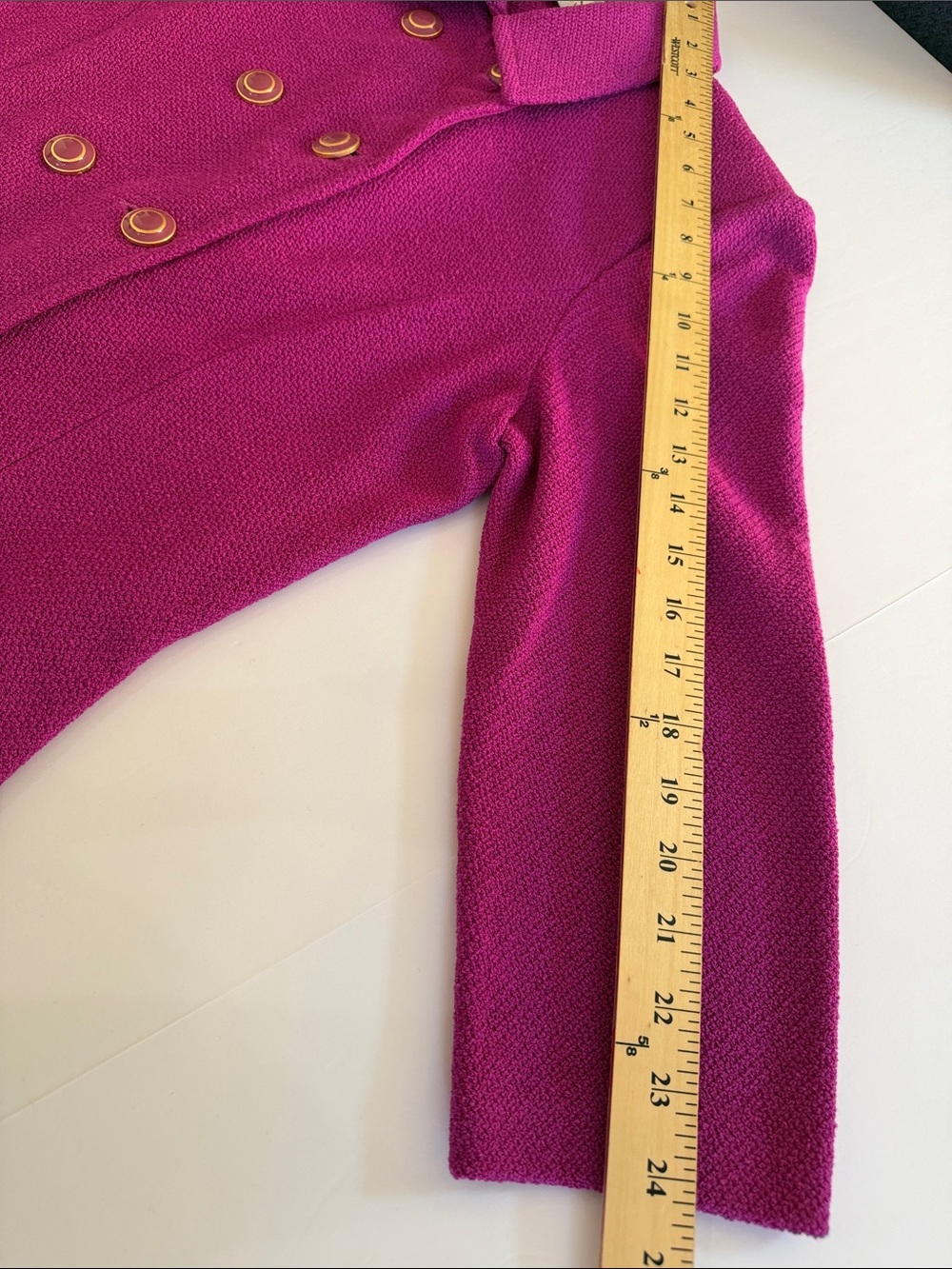 St. John Collection Magenta Santana Knit Jacket Size 8 Double Breasted Designer - Picture 8 of 9